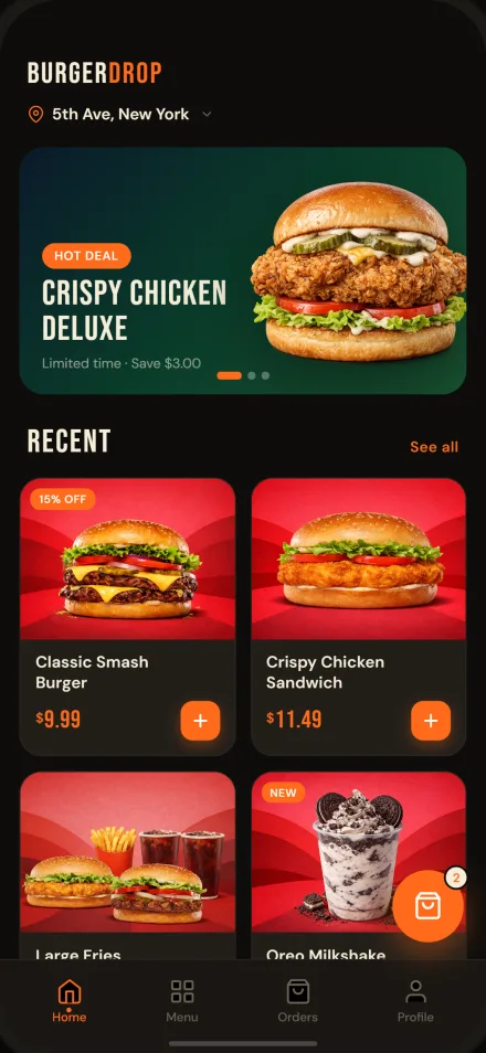 Food ordering app screenshot
